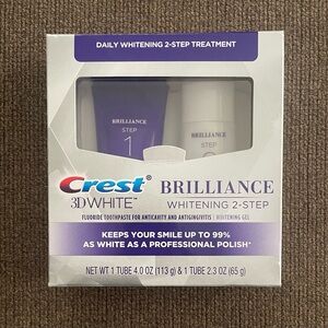 NEW Crest 3D White Brilliance 2 Step Kit – Toothpaste 4oz + Whitening Gel 2.3oz